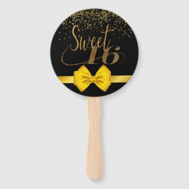 Moderne elegante schwarz-goldene süße 16 Hand f Fächer