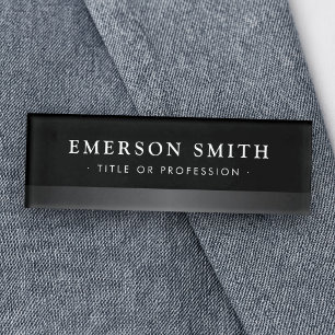 Moderne, elegante Schwarz-Grau-Technik Namenschild