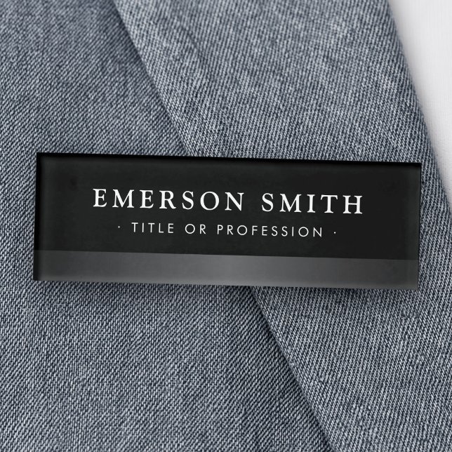 Moderne, elegante Schwarz-Grau-Technik Namenschild (Elegant black and gray modern name tag)