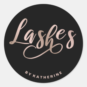 Moderne, elegante Schwarz-Rose-Gold-Verlängerung Runder Aufkleber