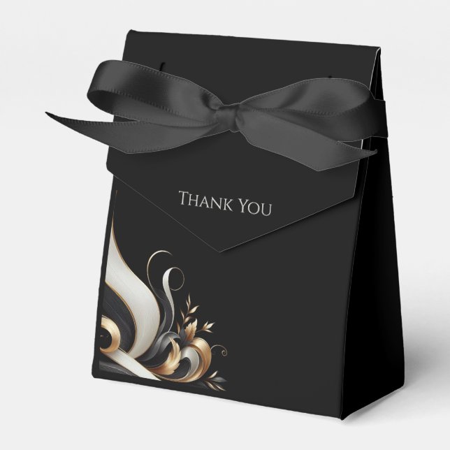 Moderne Elegante Schwarz und Gold Geschenkschachtel (Vorderseite)