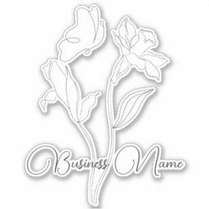 Moderne, elegante Schwarz-Weiß-Blume Aufkleber