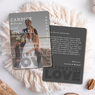 Moderne, elegante Schwarz-Weiß-Foto-Hochzeit Dankeskarte