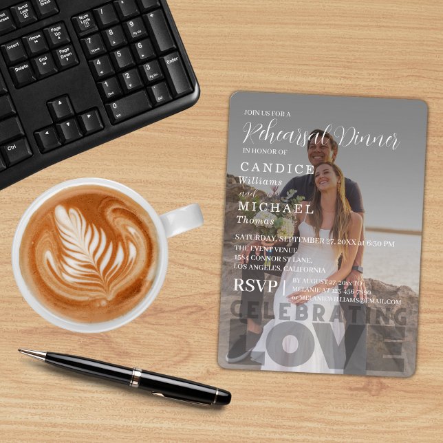 Moderne, elegante Schwarz-Weiß-Foto-Hochzeit Einladung (Von Creator hochgeladen)