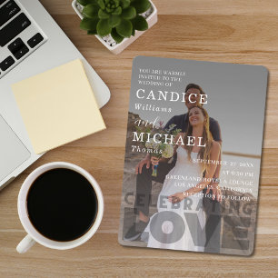 Moderne, elegante Schwarz-Weiß-Foto-Hochzeit Einladung