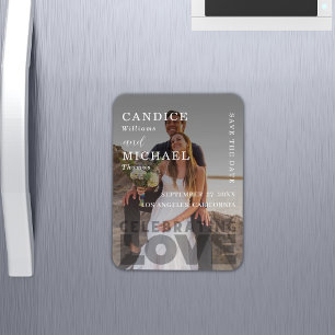 Moderne, elegante Schwarz-Weiß-Foto-Hochzeit Magnet
