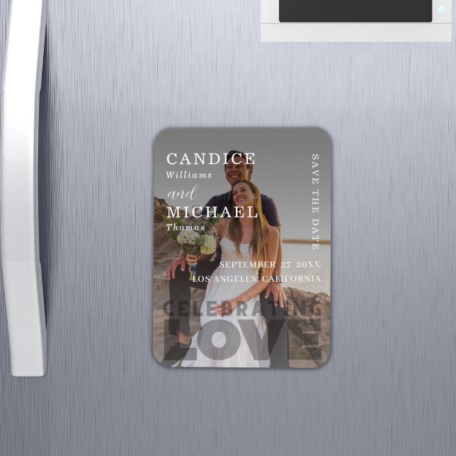 Moderne, elegante Schwarz-Weiß-Foto-Hochzeit Magnet (Von Creator hochgeladen)