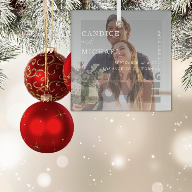 Moderne, elegante Schwarz-Weiß-Foto-Hochzeit Ornament Aus Glas (Von Creator hochgeladen)