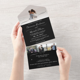 Moderne elegante Schwarz-Weiß/Foto-UAWG-Hochzeit All In One Einladung