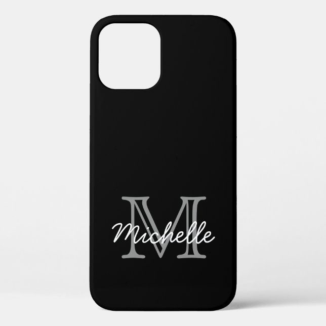 Moderne Elegante Schwarz-weiß handgeschriebene Mit Case-Mate iPhone Hülle (Rückseite)