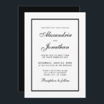 Moderne elegante Schwarz-Weiß-Hochzeit Einladung<br><div class="desc">Moderne elegante,  aber einfache Einladungs-Karte für Hochzeiten in Schwarz und Weiß - Schwarz hinten</div>