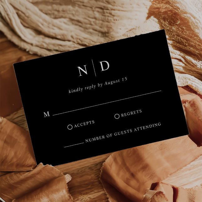 Moderne, elegante Schwarz-Weiß-Hochzeit RSVP Karte (Von Creator hochgeladen)