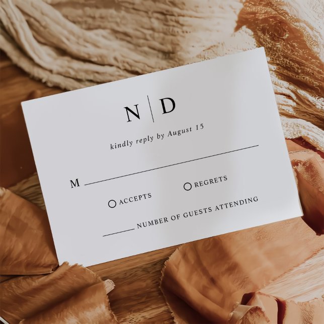 Moderne, elegante Schwarz-Weiß-Hochzeit RSVP Karte (Von Creator hochgeladen)