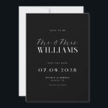 Moderne elegante Schwarz-Weiß-Hochzeit Save The Date<br><div class="desc">Moderne Hochzeiten sichern die Dattelkarten mit elegantem Design und minimalistischem Stil in Schwarz-Weiß-Farbe.</div>
