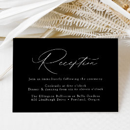 Moderne, elegante Schwarz-Weiß-Hochzeitsempfehlung Begleitkarte