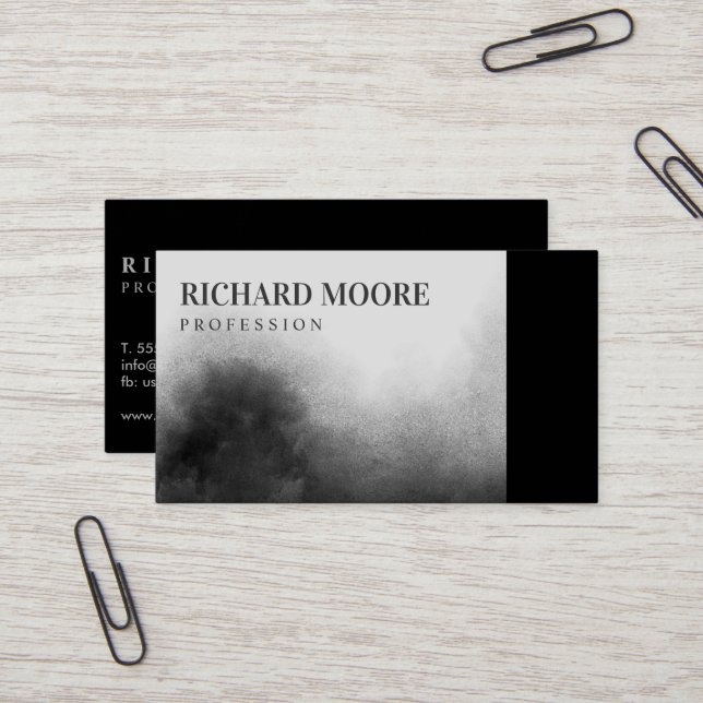 Moderne, elegante Schwarz-Weiß-Landschaft Abstrakt Visitenkarte (Vorderseite/Rückseite Beispiel)