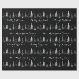 Moderne elegante Schwarz-Weiß-Pine-Bäume Weihnacht Geschenkpapier