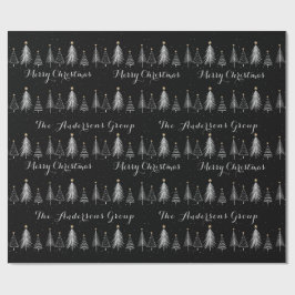 Moderne elegante Schwarz-Weiß-Pine-Bäume Weihnacht Geschenkpapier