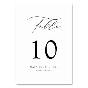 Moderne elegante Schwarz-Weiß-Tafel 10 Hochzeiten Tischnummer