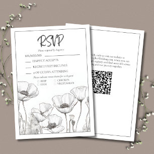 Moderne Elegante Schwarz-weiße Blumenkuchen Hochze RSVP Karte