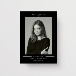 Moderne elegante schwarz-weiße Foto-Abschlussfeier Einladung