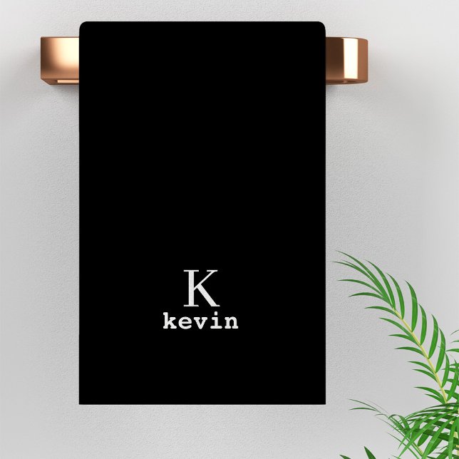 Moderne, elegante, schwarz-weiße Monogramm-Bezeich Badhandtuch Set (Von Creator hochgeladen)