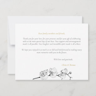 Moderne Elegante Schwarz-weiße Orchideen Dankeskarte