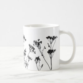 Moderne elegante Schwarz-weiße Wiesen-Blume Kaffeetasse