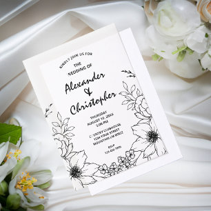 Moderne elegante Schwarze Botanische Blumenhochzei