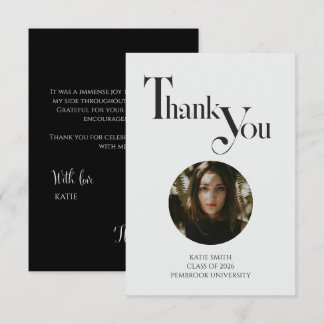 Moderne elegante schwarze fette Typografie Abschlu Dankeskarte