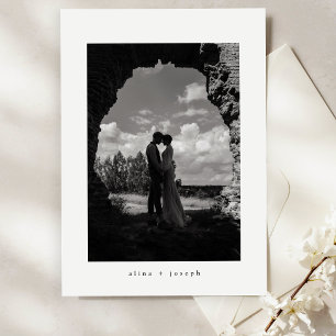 Moderne elegante schwarze Foto-Klassiker-Hochzeit Einladung