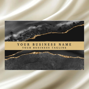 Moderne elegante schwarze Gold-Achat Visitenkarte