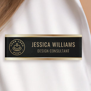 Moderne elegante schwarze Gold-Geschäftslogo Namenschild
