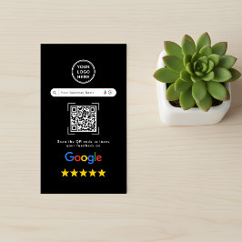 Moderne elegante schwarze Google-Bewertungs-QR-Cod Visitenkarte