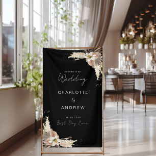 Moderne, elegante, schwarze Hochzeit Banner