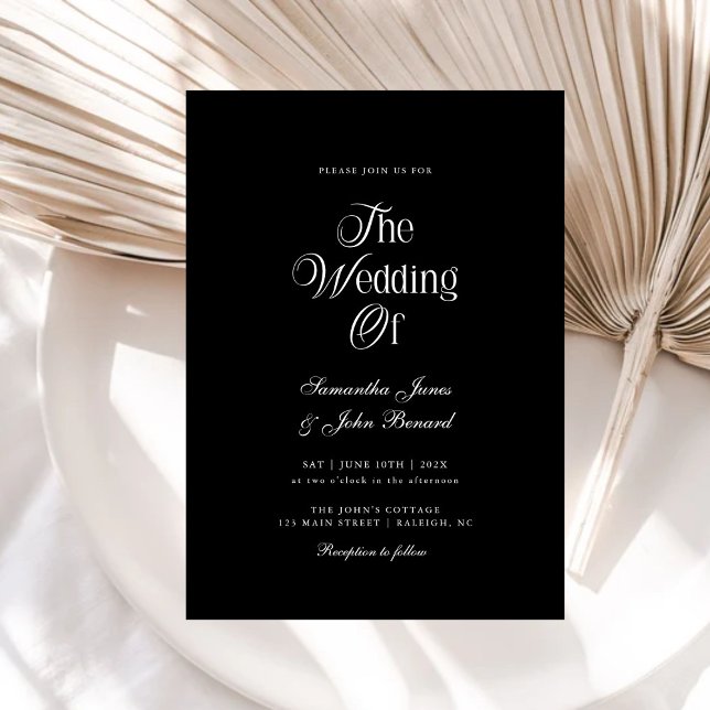 Moderne elegante schwarze Hochzeitsschrift  Einladung (Von Creator hochgeladen)