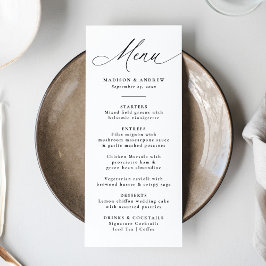 Moderne elegante Schwarze Kalligraphie Hochzeit Menükarte