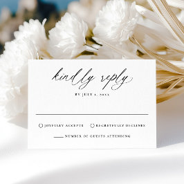 Moderne elegante Schwarze Kalligraphie Hochzeit RSVP Karte