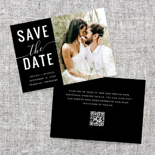 Moderne elegante schwarze minimalistische QR-Code- Save The Date