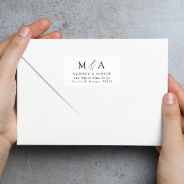 Moderne elegante Schwarze Monogramm-Rücksendeadres Adressaufkleber