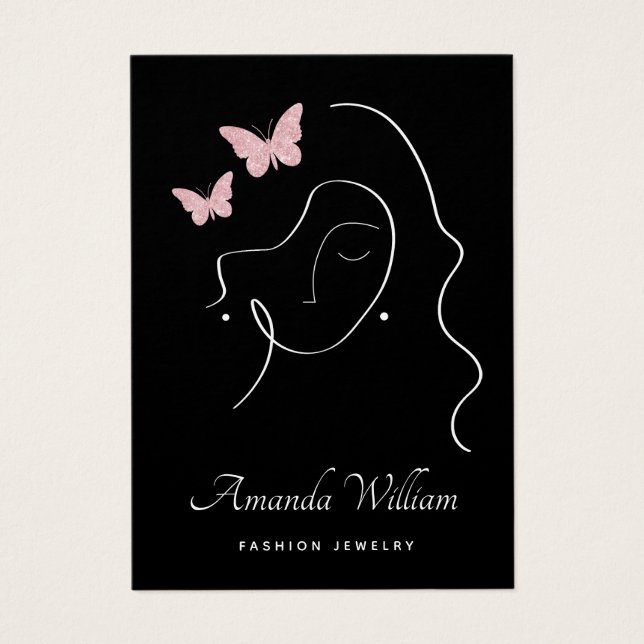 Moderne elegante schwarze Ohrring-Grafikkarte von  (Vorderseite)