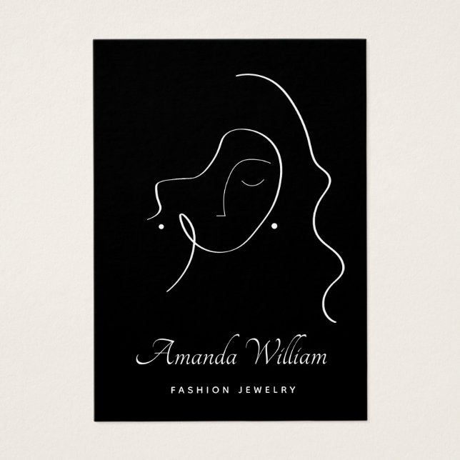 Moderne elegante schwarze Ohrring-Grafikkarte von  (Vorderseite)