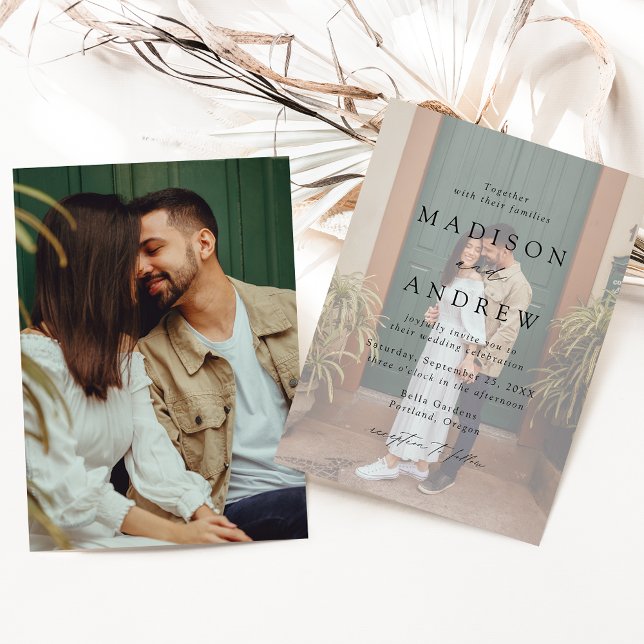 Moderne, elegante Schwarze Schrift 2 Foto Hochzeit Einladung (Von Creator hochgeladen)