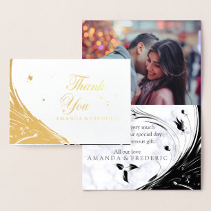 Moderne elegante Schwarze Silhouette auf weißem Ma Folienkarte