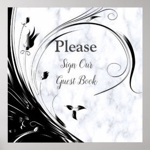 Moderne elegante Schwarze Silhouette auf weißem Ma Poster