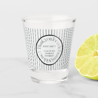 Moderne elegante schwarze Streifen & kühne Typogra Schnapsglas