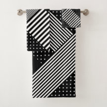 Moderne elegante schwarze Streifen weiße Polka-Pun