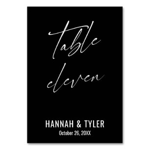 Moderne Elegante Schwarze Tafel Eleven Tischnummer