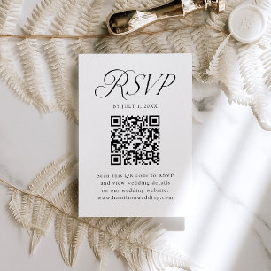 Moderne elegante schwarze Typografie Hochzeits-QR- RSVP Karte