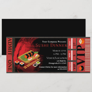 Moderne elegante schwarze und rote Sushi-VIP-Abend Einladung